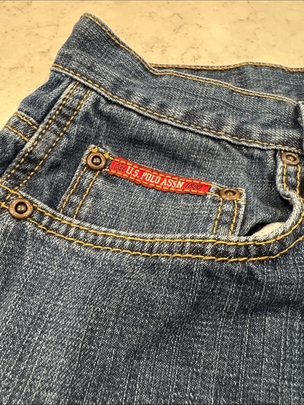 U.S. Polo Assn. Men’s 34 100% Cotton Blue Denim Jean Shorts Jorts Casual Trendy